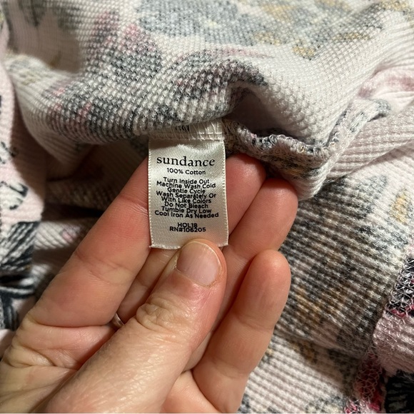 Sundance Multicolor Floral Long Sleeve Thermal Waffle Knit Top Large - Picture 6 of 8